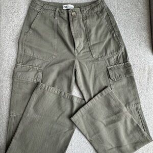 Zara Green Cargo Pants Utility Style
